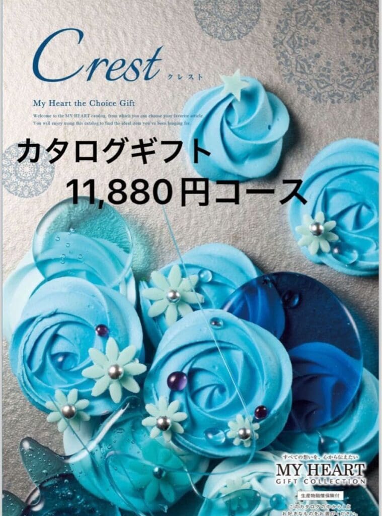 青い花が描かれた雑誌の表紙に、プラチナ会員限定品、カタログギフト 10,800円相当DSクーポンが付いています。